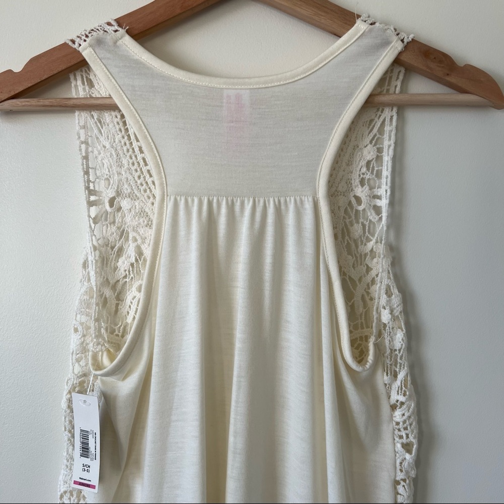 White Natural Crochet Tank with Fringe Top - Picture 7 of 7